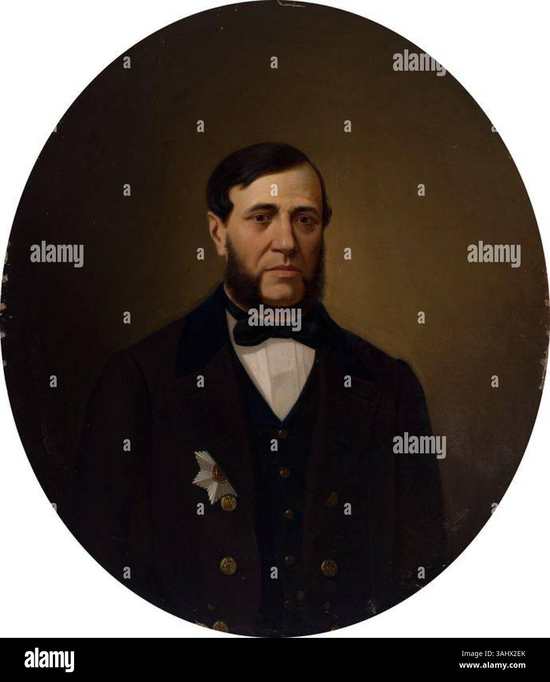 Portrait du XIXe siècle de Kornilov Ivan Petrovitch par un peintre inconnu, capturant la figure historique sous forme artistique. Banque D'Images