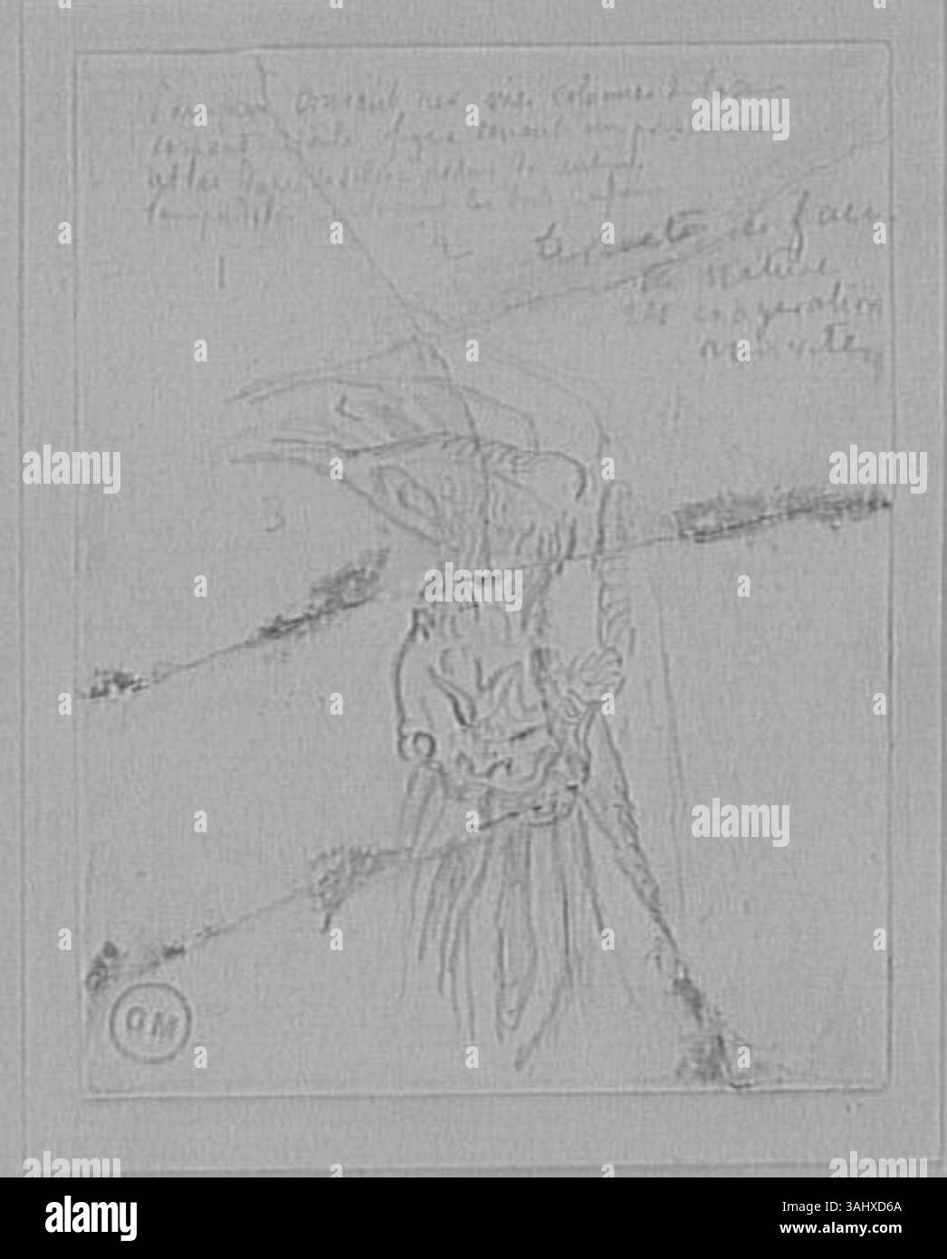 Cette étude de Gustave Moreau, réalisée entre 1850 et 1895, met en scène des animaux fantastiques, mettant en valeur sa capacité à créer des créatures mythiques. L’œuvre est conservée au Musèe Gustave Moreau. Banque D'Images