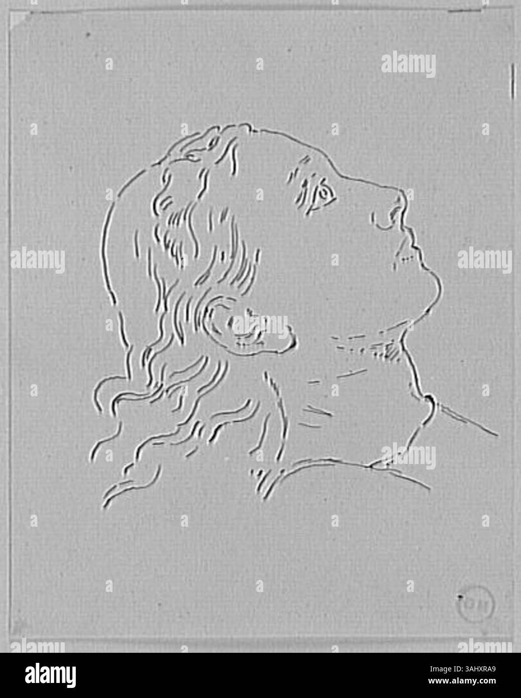 'Etude de tête de femme pour Oedipe et le Sphinx' est une étude de la tête d'une femme pour la représentation du Sphinx dans le mythe d'Oedipe. L'accent est mis sur les traits du visage et l'expression de la figure mythique. Banque D'Images