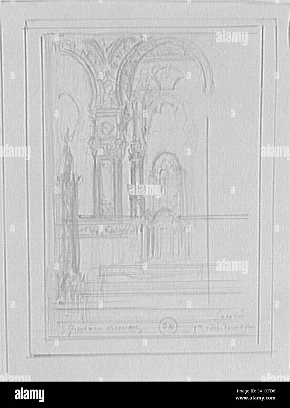 L'étude d'architecture pour Salomé de Gustave Moreau, créée entre 1850 et 1895, se concentre sur le cadre architectural de sa représentation de Salomé. L'étude met en évidence la capacité de Moreau à concevoir des décors élaborés qui mettent en valeur les éléments mythologiques et narratifs de son travail. Banque D'Images
