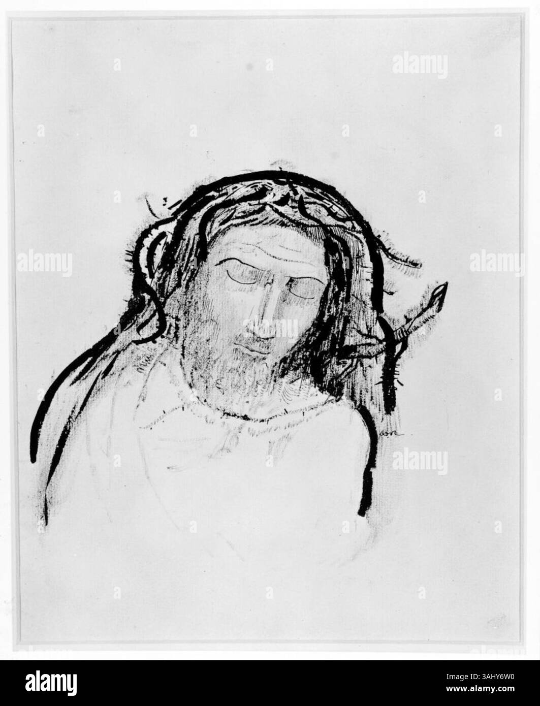 « Den helige Antonius, bröstbild » (le Saint Antoine, buste) d’Odilon Redon est une œuvre d’art de la fin du XIXe siècle. La peinture met en valeur l’utilisation caractéristique de Redon de la couleur et de l’émotion pour représenter des thèmes religieux. Banque D'Images