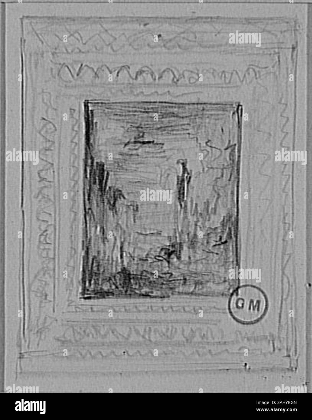 Etude de composition est une étude préparatoire à la représentation de Gustave Moreau d'Hercule combattant l'Hydre. La pièce comprend un cadre pour la composition finale et souligne le placement des figures et la créature mythique. Banque D'Images