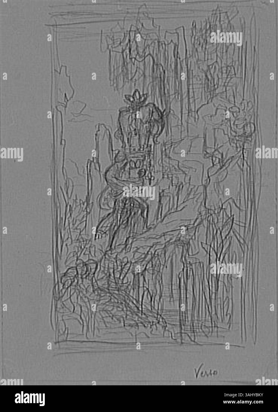'Etude pour les deux aventuriers et le talisman' de Gustave Moreau est une esquisse préparatoire à une composition impliquant deux aventuriers et un talisman, axée sur l'interaction dynamique et le symbolisme. Banque D'Images
