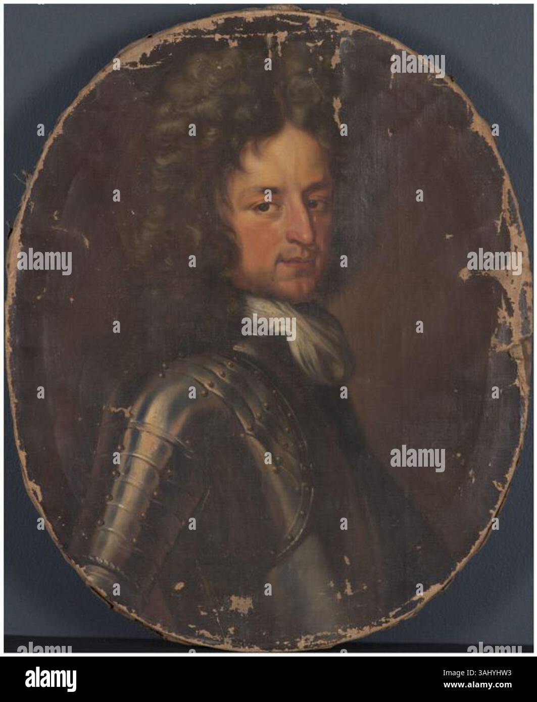 Ce portrait à l'huile sur toile de 1724 représente un homme non identifié. L’œuvre fait partie de la collection du Fries Museum. Banque D'Images