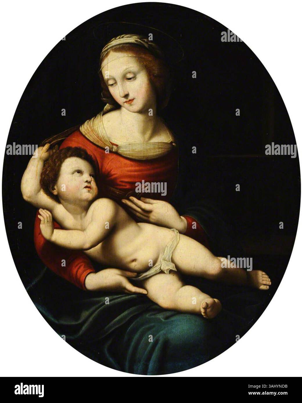 Une peinture de la Vierge à l'enfant, d'après Raphaël, connue sous le ...