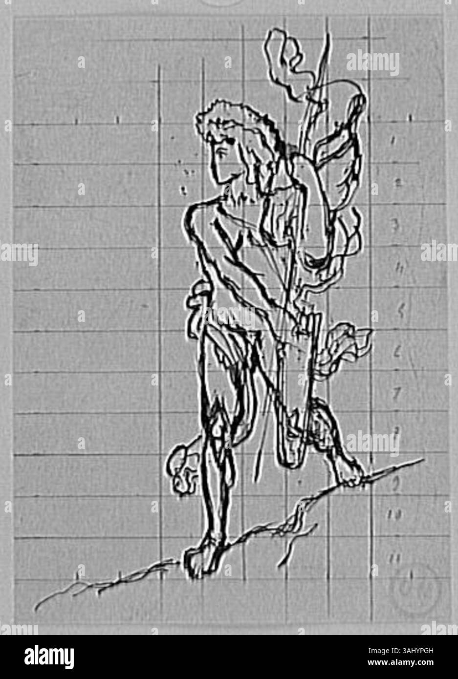 Etude pour Hercule et l'hydre de Lerne est une étude préparatoire à la représentation par Moreau du héros mythologique Hercule combattant l'Hydra. La pièce se concentre sur la composition d'Hercule et sa pose dynamique alors qu'il combat la créature à têtes multiples. Banque D'Images