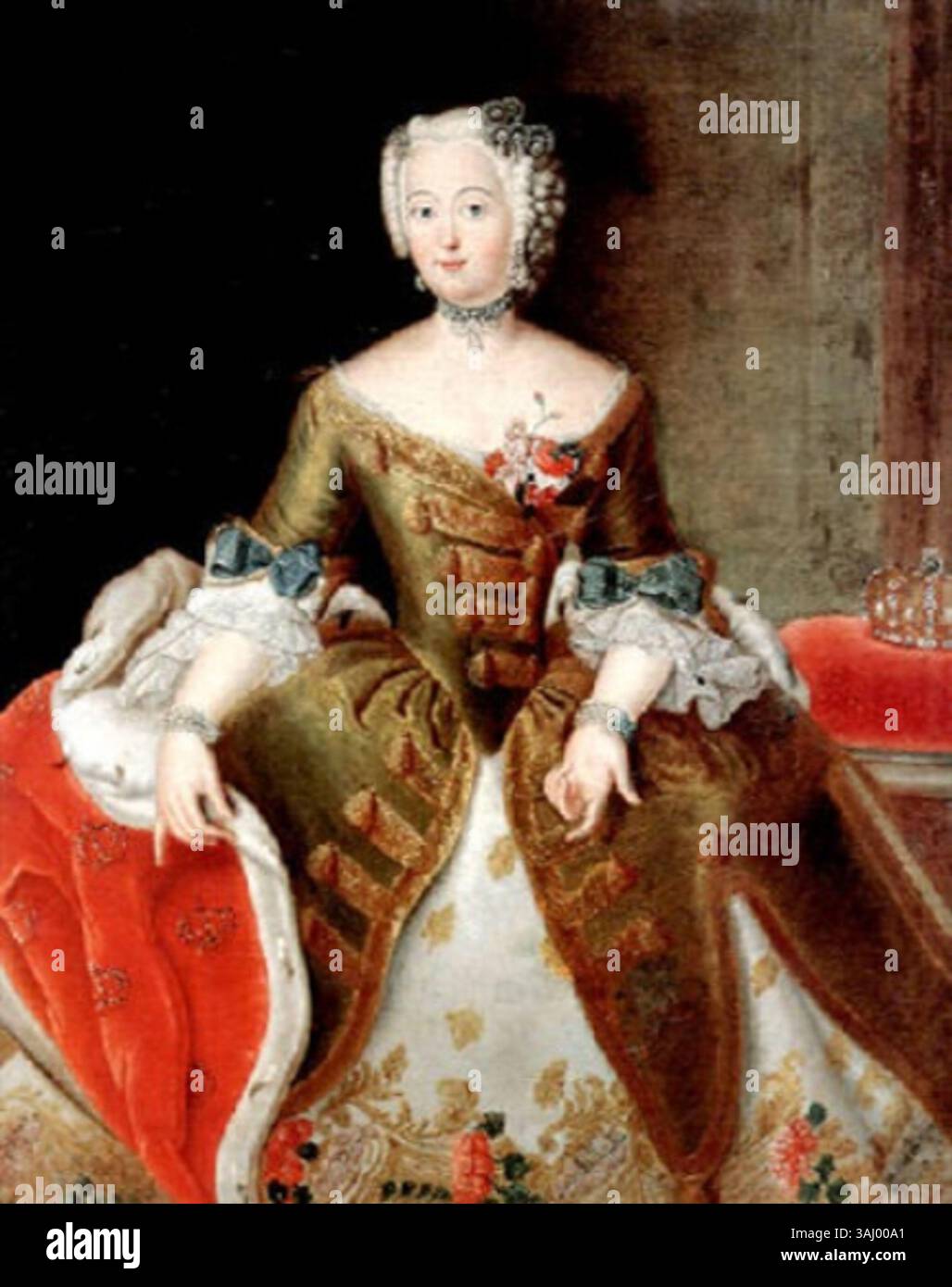 Ce portrait, attribué à un disciple d'Antoine Pesne, représente Anna Amélie de Prusse (1723-1787), fille de Frédéric Guillaume Ier de Prusse. Abbesse de l'abbaye de Quedlinburg, elle a joué un rôle important dans la vie culturelle et religieuse de son temps. Banque D'Images