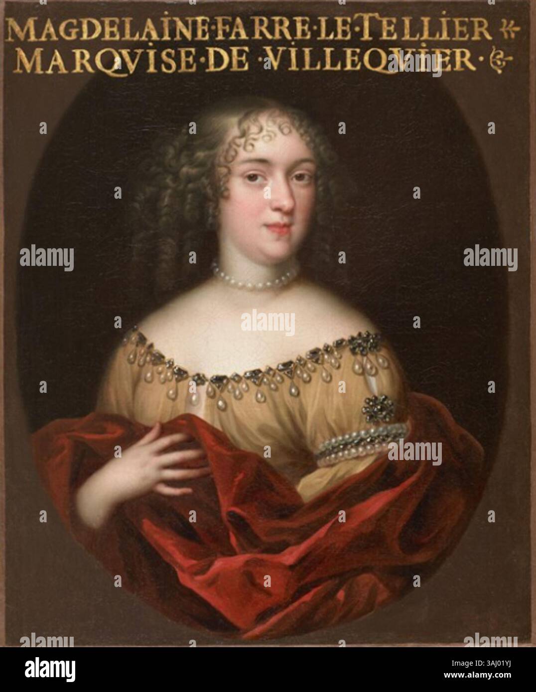 Portrait de Madeleine Fare le Tellier, marquise de Villequier (1646-1668), attribué à Jean Nocret, huile sur toile, peinte entre 1650 et 1700, actuellement conservée au château de Versailles. Banque D'Images
