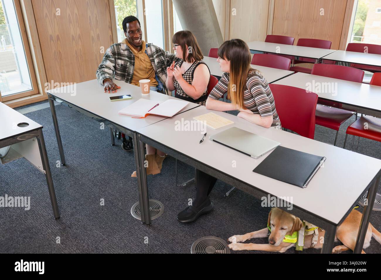 Collègues handicapés dans le bureau moderne Banque D'Images