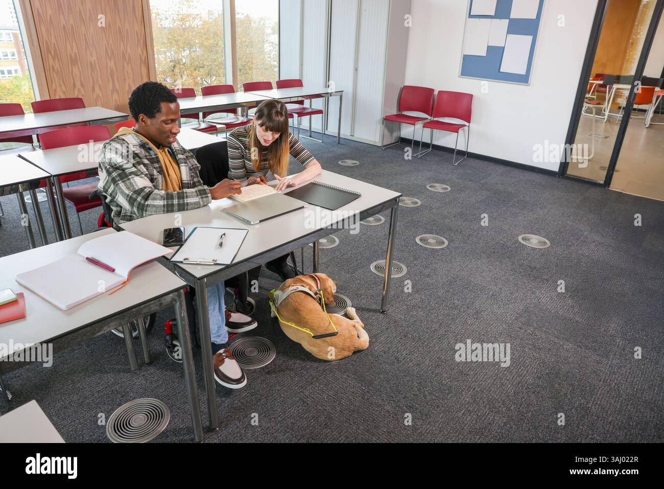 Collègues handicapés dans le bureau moderne Banque D'Images