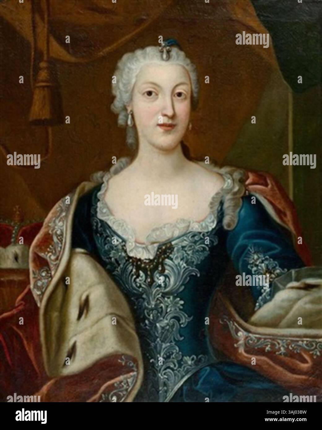Ce portrait, attribué à Martin van Meytens, est communément identifié à tort comme Marie-Amélie de Bavière, mais est probablement celui de sa tante, Marie-Amélie d'Autriche. Banque D'Images