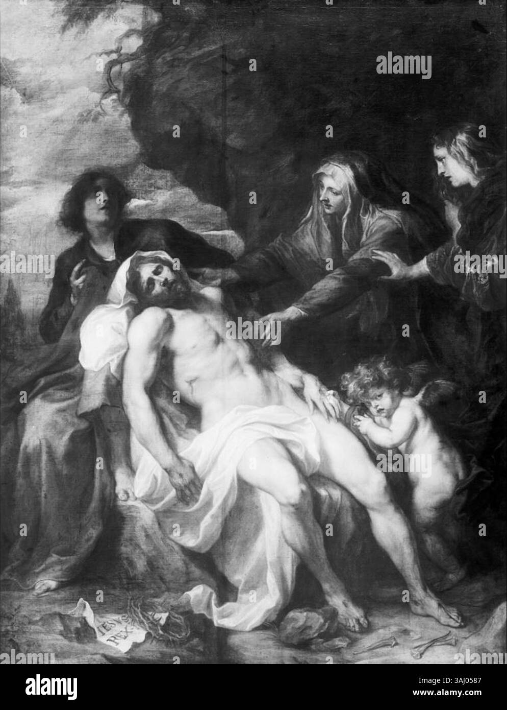 La Lamentation sur Christ d'Anton van Dyck (également connue sous le nom de la Piedad) en 1627 dépeint la mort douloureuse de Christ. La peinture, un exemple clé de l'art religieux baroque, a été détruite dans l'incendie de la tour Friedrichshain en 1945. Banque D'Images