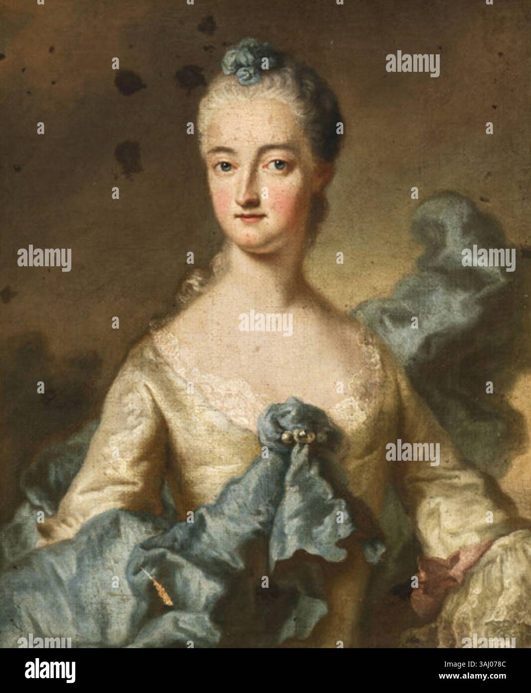 Ce portrait du XVIIIe siècle réalisé par l'atelier de Georges Desmarées représente la princesse Marie Anne Josèphe de Bavière, épouse de Louis George, margrave de Bade-Baden. C'est une peinture à l'huile sur toile. Banque D'Images