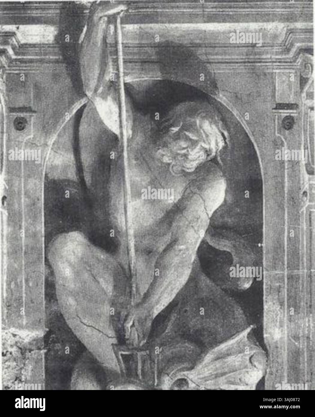 Une œuvre de 1614 de Guercino, démontrant son approche unique de l'art baroque à travers un éclairage détaillé, une profondeur émotionnelle et un réalisme. Banque D'Images