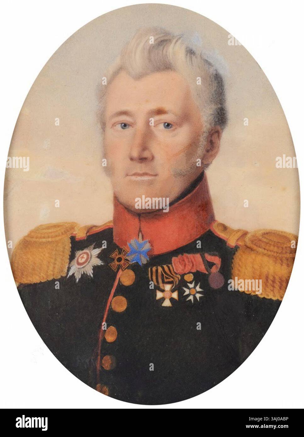 Portrait d'Ivan Savvich Gorgoli, peint par Jean Henri Benner vers 1820, capturant une figure importante de l'histoire russe. Banque D'Images