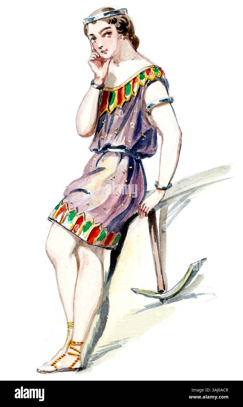 Un costume retouché conçu par Alfred Albert pour 'la Magicienne', mettant en vedette des gnomes et des danseuses. L'œuvre a été créée entre 1856 et 1858 et met en valeur la nature fantaisiste et fantastique des costumes de l'opéra. Banque D'Images