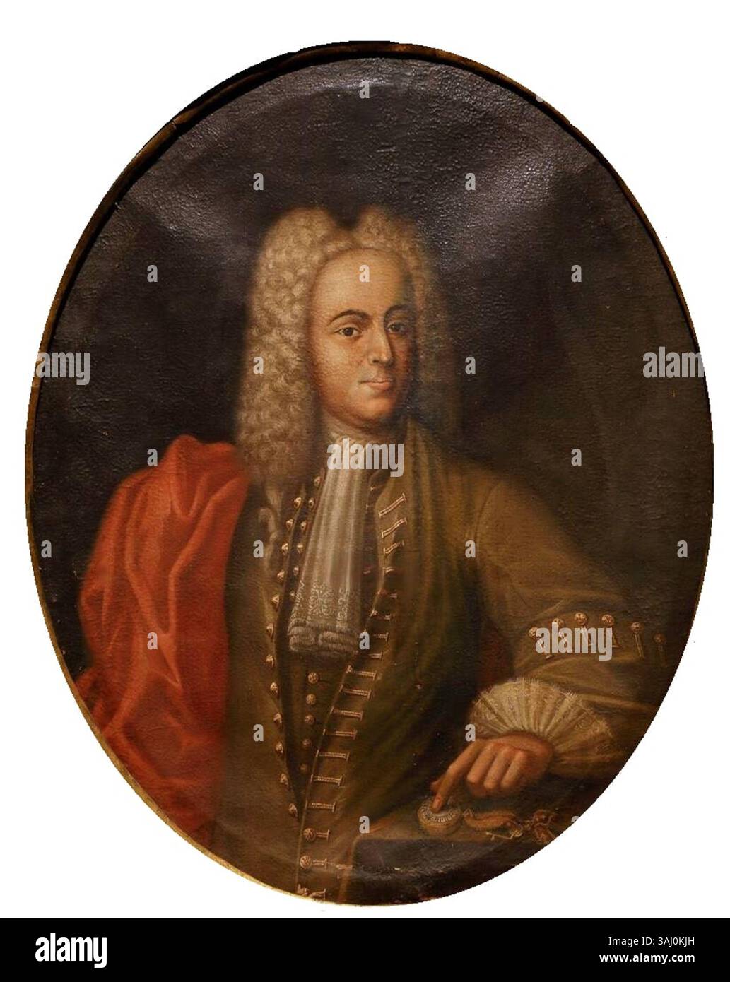 Ce portrait représente Vincenzo Gonzaga, duc de Guastalla, créé par un peintre non identifié entre 1710 et 1750. L'huile sur toile fait partie de la collection du Palais Ducal, montrant sa ressemblance de duc et son rôle de mari de Maria Vittoria Gonzaga. Banque D'Images