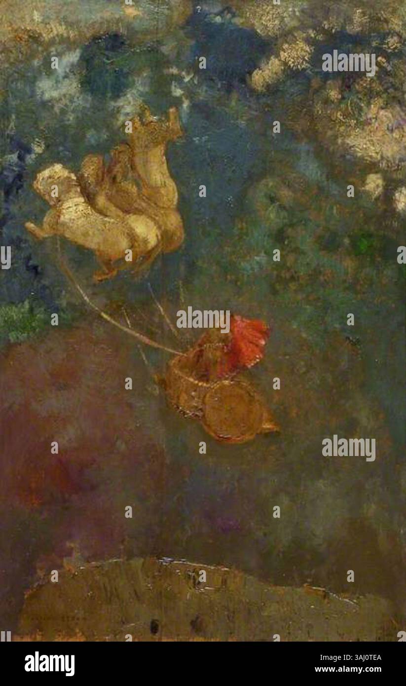 « Le chariot d’Apollon » d’Odilon Redon (1907-1910) représente le Dieu soleil Apollon conduisant son char à travers le ciel, une représentation dramatique de la mythologie grecque rendue dans le style symbolique unique de Redon. Banque D'Images