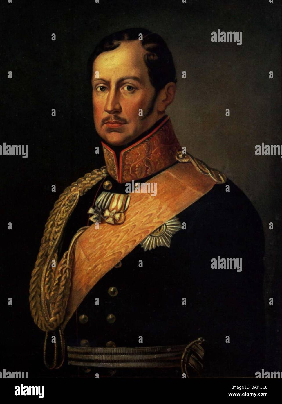 Un peintre non identifié a capturé l'image de Friedrich Wilhelm III, roi de Prusse, dans cette peinture à l'huile sur toile du XIXe siècle. Le portrait, réalisé entre 1830 et 1840, représente la stature royale du roi. Banque D'Images