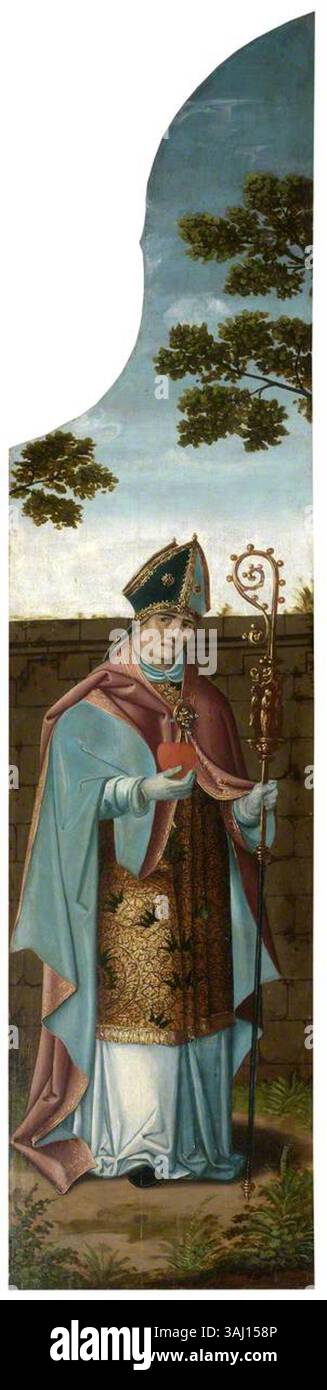 Cette peinture de 1530 de Pieter Coecke van Aelst, qui fait partie du retable d'Oxburgh, représente Saint Augustin. L'huile sur panneau représente le saint dans une scène religieuse, soulignant sa signification théologique. Banque D'Images Cette peinture de 1530 de Pieter Coecke van Aelst, qui fait partie du retable d'Oxburgh, représente Saint Augustin. L'huile sur panneau représente le saint dans une scène religieuse, soulignant sa signification théologique. Banque D'Images