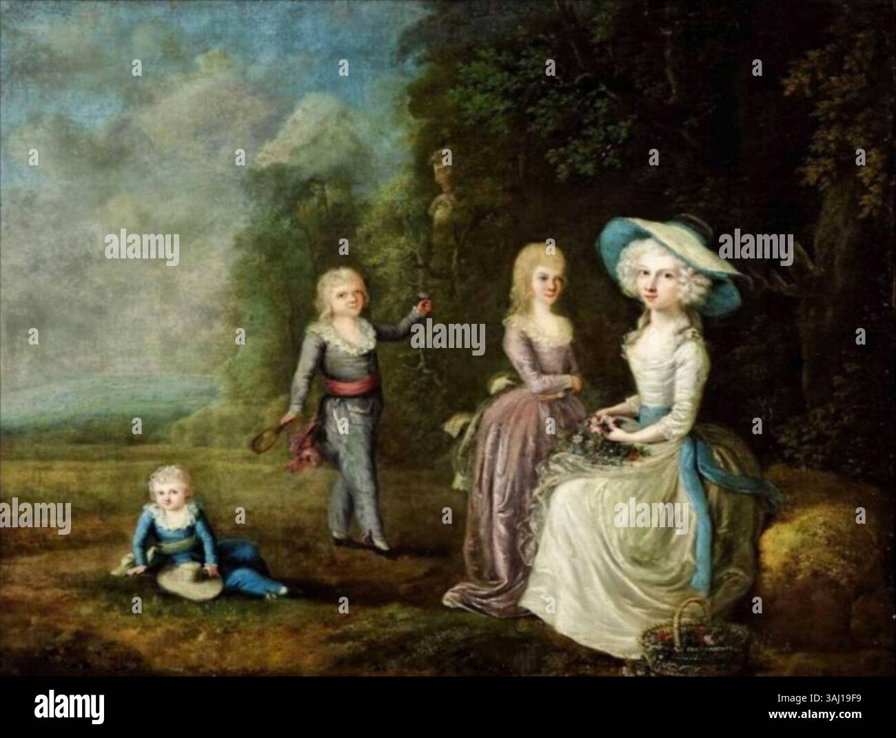 Ce portrait du XVIIIe siècle de Friedrich Bock représente les plus jeunes enfants de Frédéric-Guillaume II de Prusse. La peinture à l'huile capture l'innocence et le charme des enfants royaux d'une manière digne et formelle. Banque D'Images