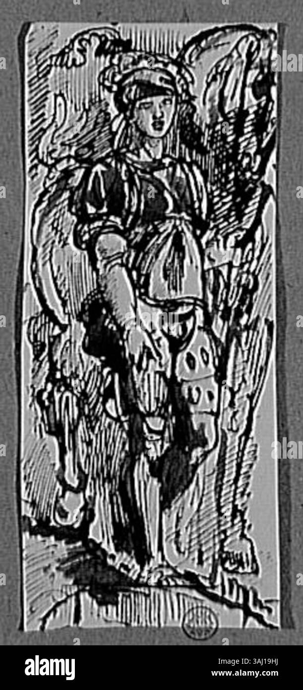 Cette peinture de Gustave Moreau représente un jeune homme debout tenant un cheval, illustrant la fascination de l'artiste pour les interactions humaines et animales. Créée entre 1850 et 1895, cette œuvre reflète l'intérêt porté par Moreau aux figures humaines, ainsi qu'à la relation symbolique entre l'homme et la bête. Banque D'Images