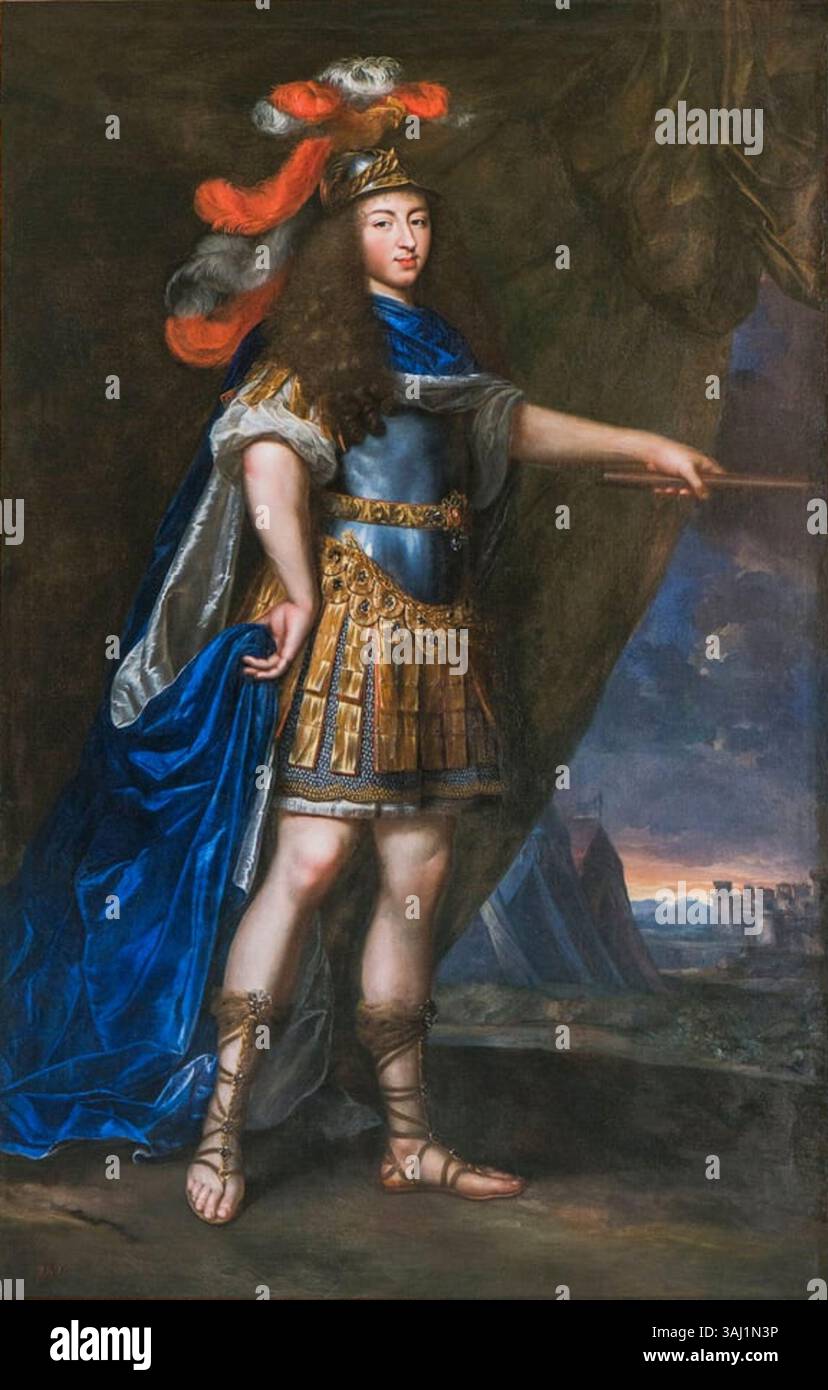 Ce portrait du XVIIe siècle de Louis XIV, attribué à Jean Nocret, montre le roi de France en tenue royale. Le tableau est conservé au Château de Sceaux. Banque D'Images