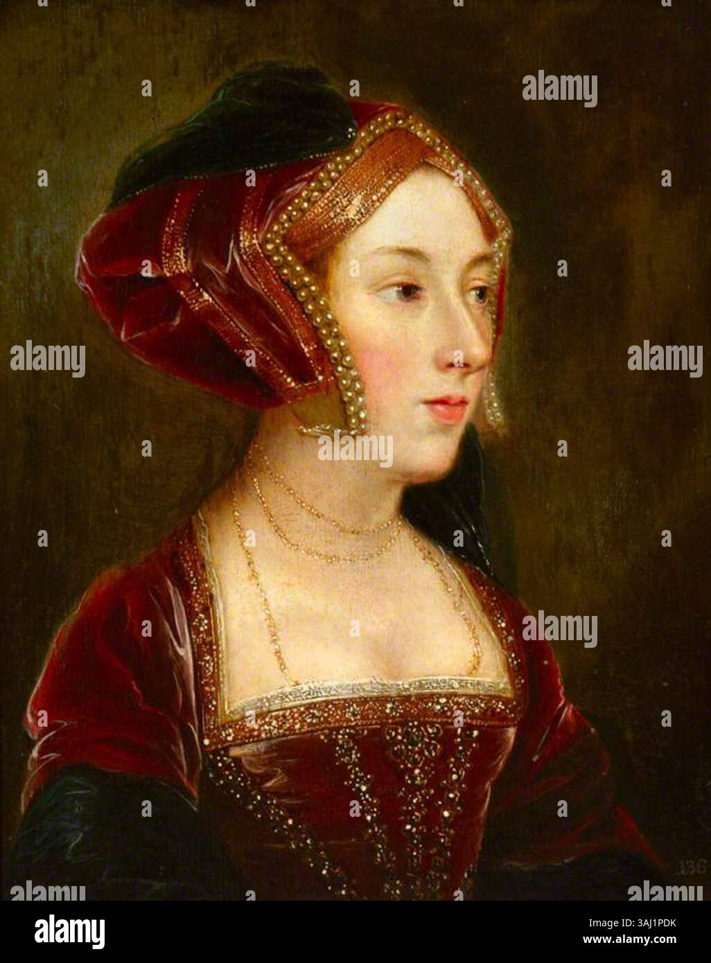 Portrait de la reine Anne Boleyn, daté entre 1700 et 1799. La peinture à l'huile sur panneau fait partie de la collection du National Trust. Banque D'Images