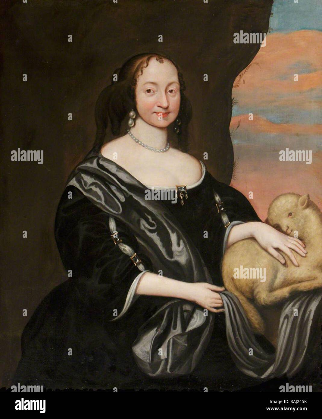 Ce portrait, de la British School, représente Ursula Ottley, plus tard Lady Wolryche, peinte vers 1650. L'huile sur toile la capture dans une tenue formelle, typique des portraits anglais du XVIIe siècle. Banque D'Images