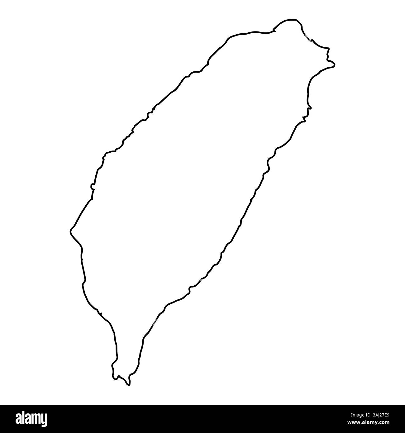 Taiwan Map Outline Vector simple Black Border Country Silhouette Illustration de Vecteur