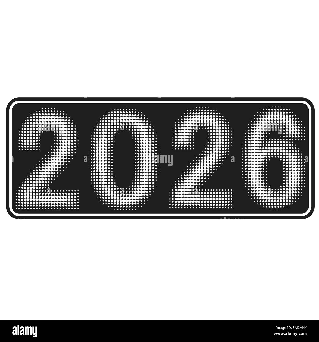 Motif demi-ton de signe pointillé de 2026 ans formant la nouvelle année 2026 Illustration de Vecteur