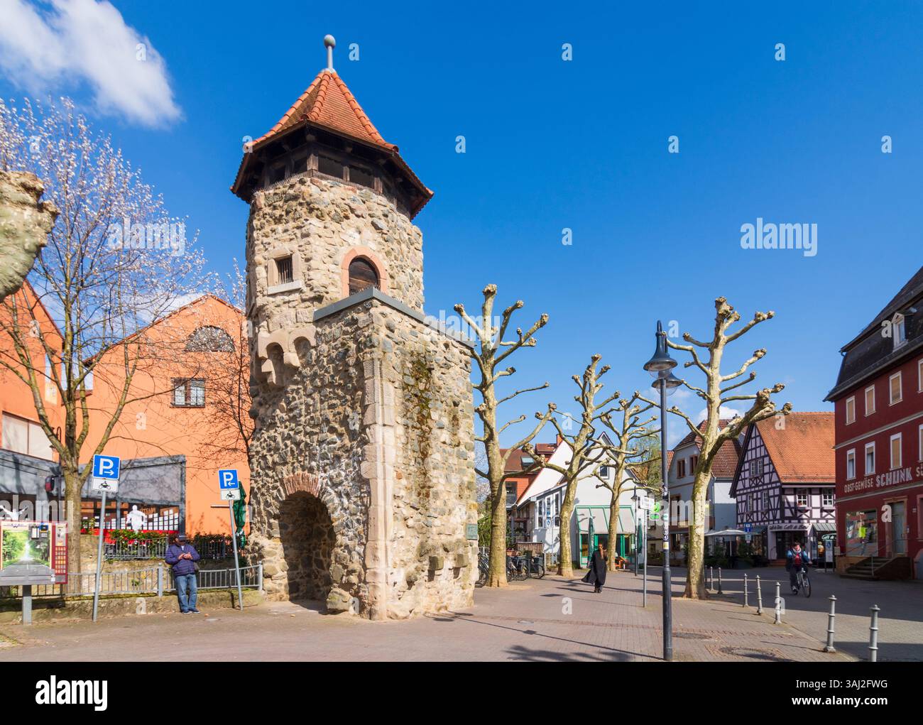 Bensheim : porte de la ville Rinnentorturm à Bergstraße, Hessen, Hesse, Allemagne Banque D'Images