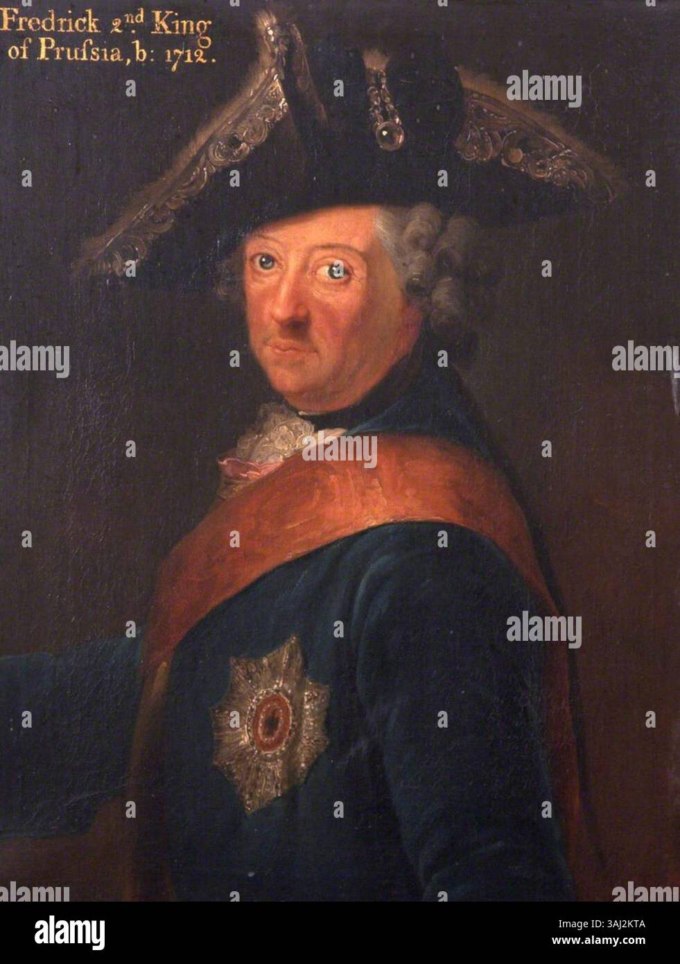 Ce portrait du XVIIIe siècle, réalisé entre 1770 et 1799, représente Frédéric II de Prusse, connu sous le nom de Frédéric le Grand, figure clé de l'histoire européenne. Banque D'Images