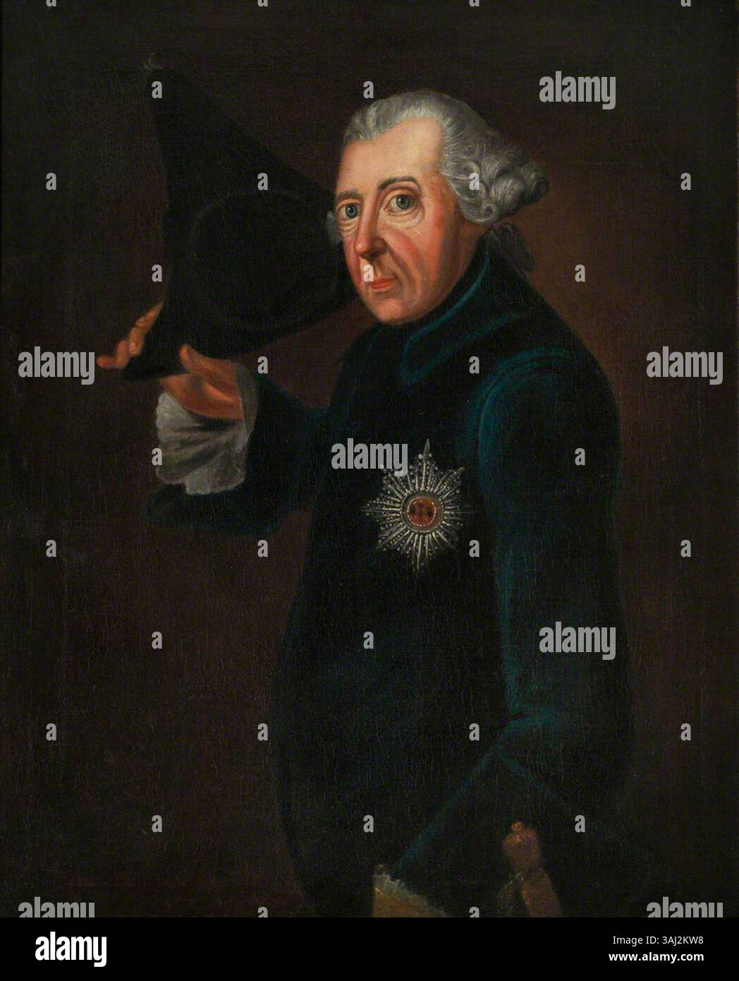 Ce portrait de Frédéric II, le Grand, roi de Prusse, peint entre 1758 et 1786, est basé sur l'œuvre de Johann Heinrich Christian Franke. L'huile sur toile présente le roi en tenue royale. Banque D'Images