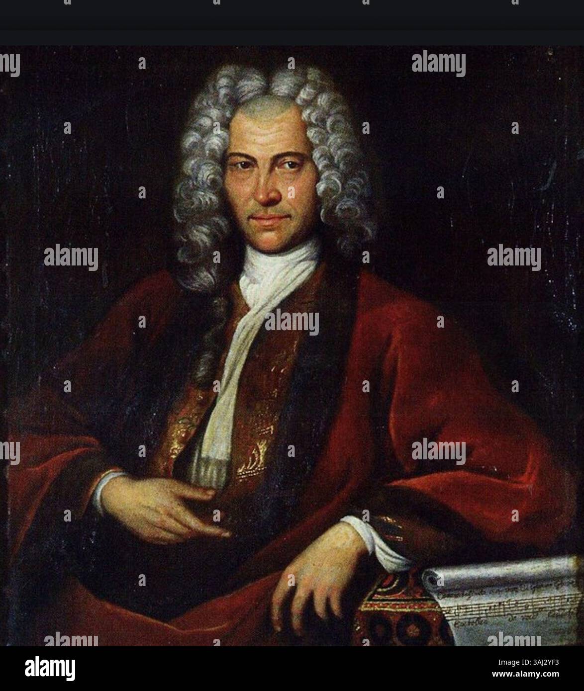 Le portrait de Johann Joseph Fux, compositeur, réalisé par Jacob van Schuppen en 1725, est un exemple frappant de portrait baroque. Le tableau est conservé au Museo internazionalee biblioteca della musica di Bologna. Banque D'Images