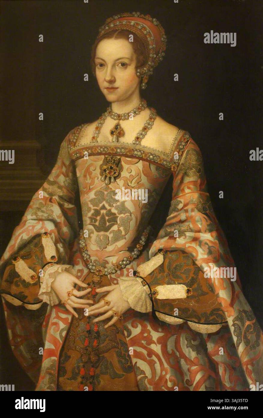 Ce portrait, peint entre 1600 et 1770, représente la reine Catherine Parr, la dernière épouse d'Henry VIII. Après l'œuvre de Maître Jean, il capture son comportement royal à l'huile sur toile, reflétant la mode et les qualités royales du XVIe siècle. Banque D'Images