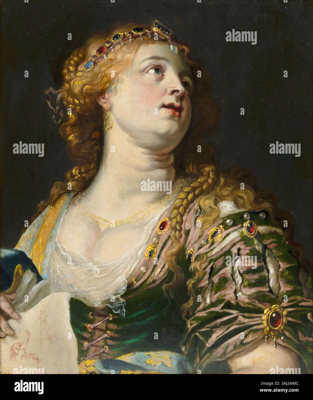 'Le sibyle de Cimmère' de Jan van den Hoecke, peint entre 1630 et 1637, représente une figure mythologique. L'œuvre d'art, une huile sur toile, a été vendue aux enchères à Hambourg en septembre 2023, mettant en valeur le style classique de l'artiste et sa contribution au baroque Banque D'Images