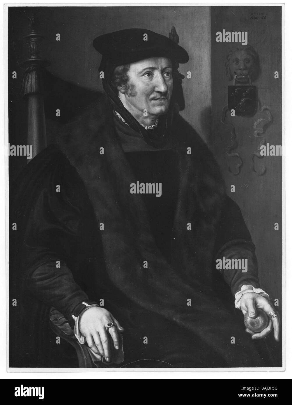 Ce portrait de 1541 de Maarten van Heemskerck montre Aert van der Goes, créé à l'huile sur panneau, et faisant partie d'une collection privée. Banque D'Images Ce portrait de 1541 de Maarten van Heemskerck montre Aert van der Goes, créé à l'huile sur panneau, et faisant partie d'une collection privée. Banque D'Images