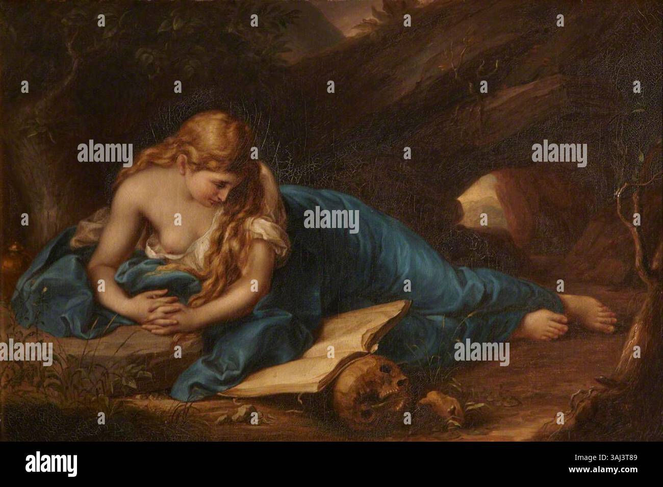 Cette peinture, d'après Correggio, de Pompeo Batoni représente la Madeleine pénitente. Créée entre 1700 et 1799, l’huile sur toile reflète des thèmes religieux de repentance. Banque D'Images