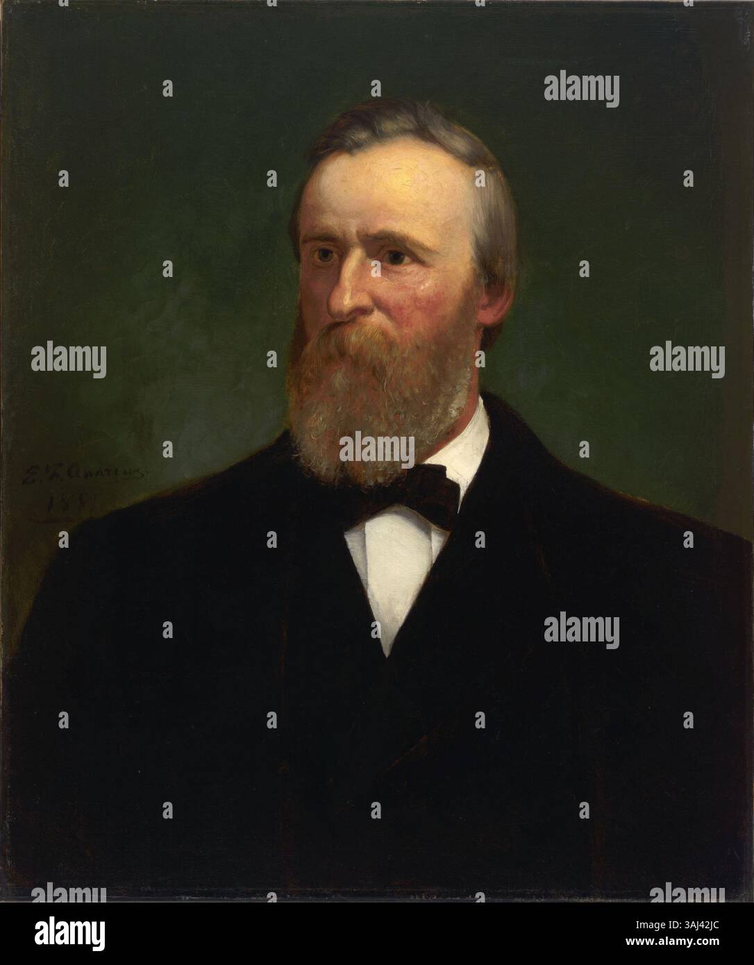 Ce portrait de 1881 réalisé par Eliphalet Frazer Andrews représente Rutherford B. Hayes, le 19e président des États-Unis, capturant le contexte historique de sa présidence et les défis politiques de l'ère post-reconstruction. Banque D'Images