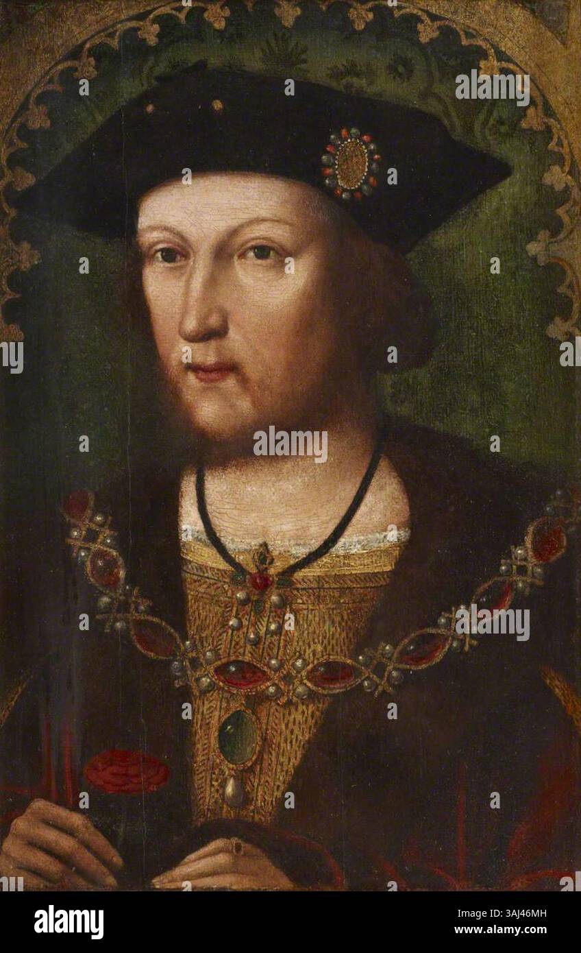 Ce portrait du roi Henri VIII d'Angleterre, datant d'environ 1515-1520, est attribué à la British (English) School. C'est une huile sur panneau logée dans la collection National Trust. Banque D'Images