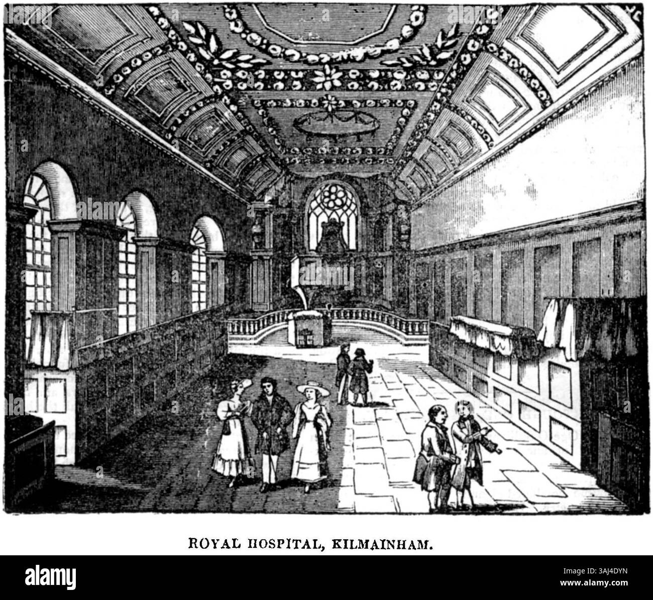 Le Royal Hospital de Kilmainham, Dublin, conçu par Sir William Robinson, a été achevé en 1684 comme une maison pour les soldats à la retraite. Le bâtiment est remarquable pour sa grande architecture géorgienne et son emplacement stratégique près de la rivière Liffey. C'est l'un des exemples les mieux conservés de ce genre en Irlande. Banque D'Images