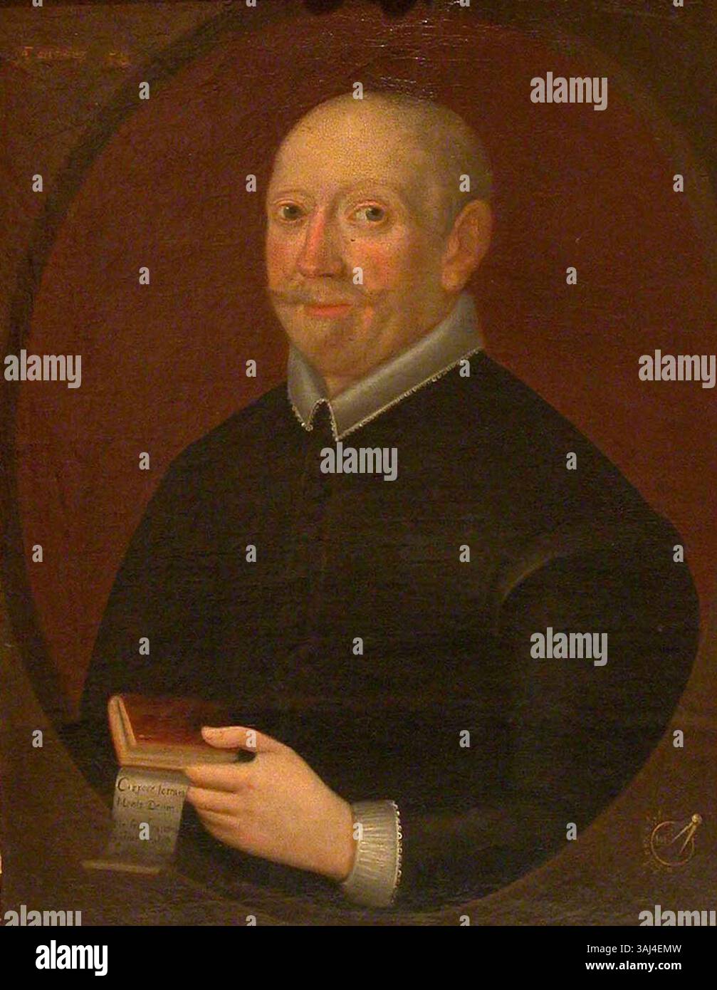 Portrait du XVIIe siècle d'un aumônier, peint entre 1600 et 1699 par un artiste anglais anonyme. La figure est représentée en tenue ecclésiastique, soulignant le rôle religieux dans la société au cours de la période. Huile sur toile. Banque D'Images