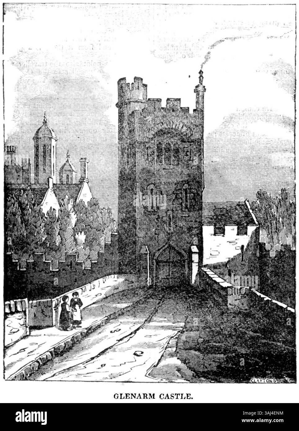 Le château de Glenarm, situé dans le comté d'Antrim, en Irlande du Nord, a été représenté dans l'édition de 1834 du Dublin Penny Journal. Le château est un site historique important dans la région. Banque D'Images