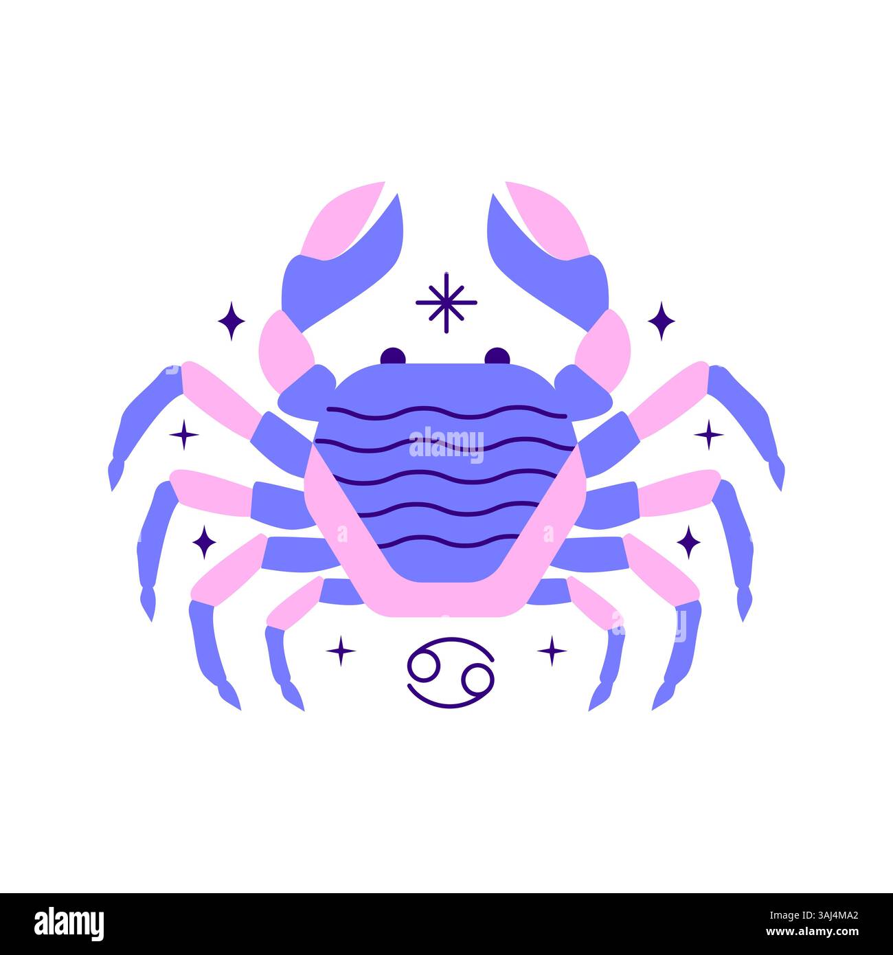 Signe du zodiaque cancer dans un style moderne minimaliste Illustration de Vecteur