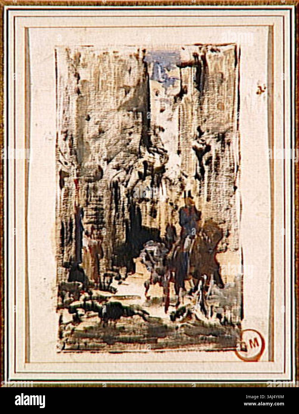 'Postillon et chevaux' de Gustave Moreau, créé entre 1850 et 1898, représente un postilion et des chevaux. Cette pièce met en valeur la capacité de Moreau à capturer le mouvement et les figures animales dans un contexte historique. Banque D'Images