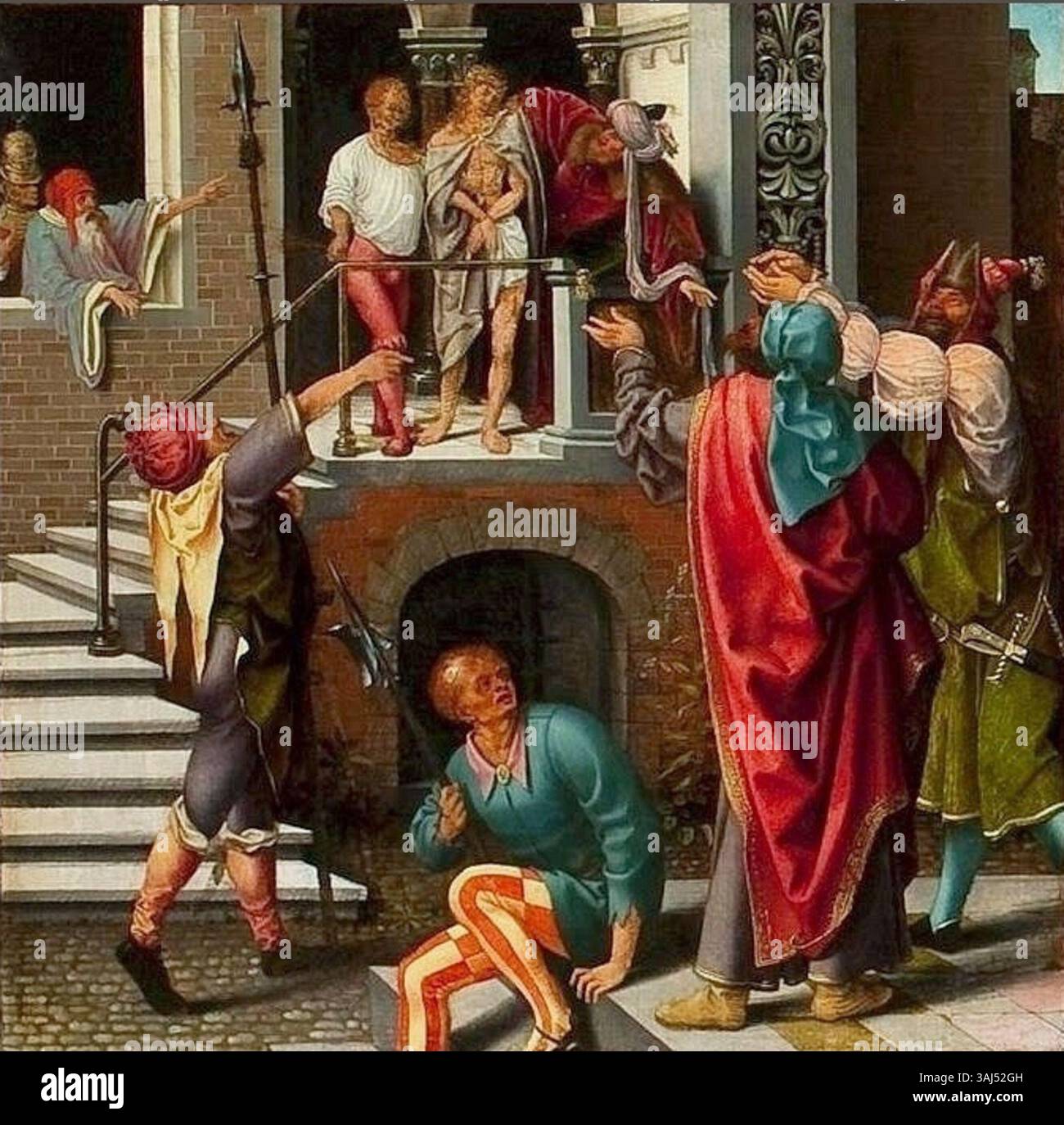 L'autel Saint Reinhold de Joos van Cleve (vers 1485-1541) représente diverses scènes bibliques sur des panneaux, y compris la présentation dans le Temple, le baptême du Christ et la Crucifixion. Peint avant 1516 en tempera sur bois, le polyptyque présente une imagerie religieuse détaillée en deux rangées, avec des scènes de la vie et de la souffrance du Christ. Banque D'Images