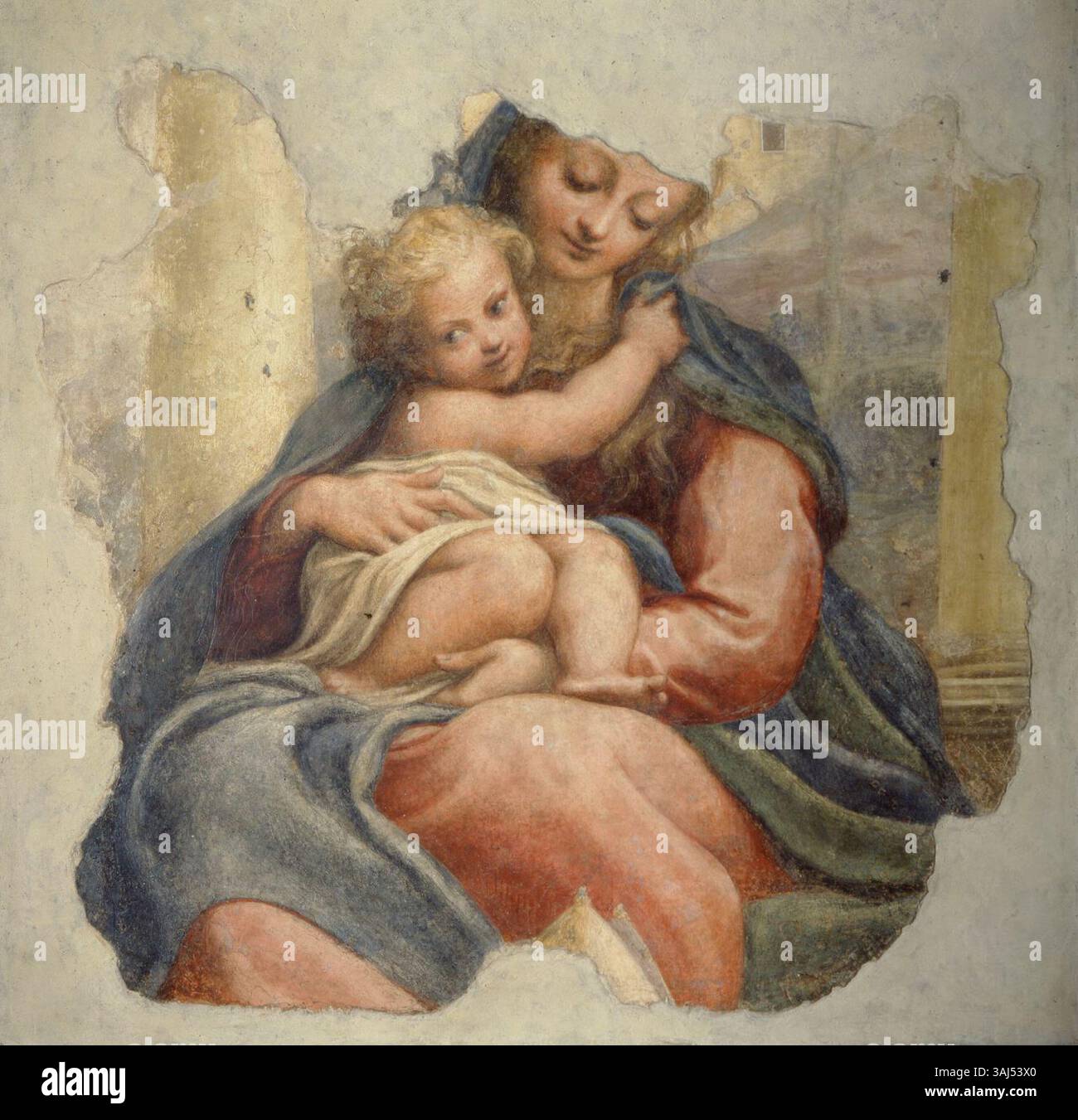 Madonna della Scala, une peinture de 1524 par Antonio da Correggio, montrant la Vierge Marie. Cette pièce est logée dans la Galleria Nazionale à Parme. Banque D'Images