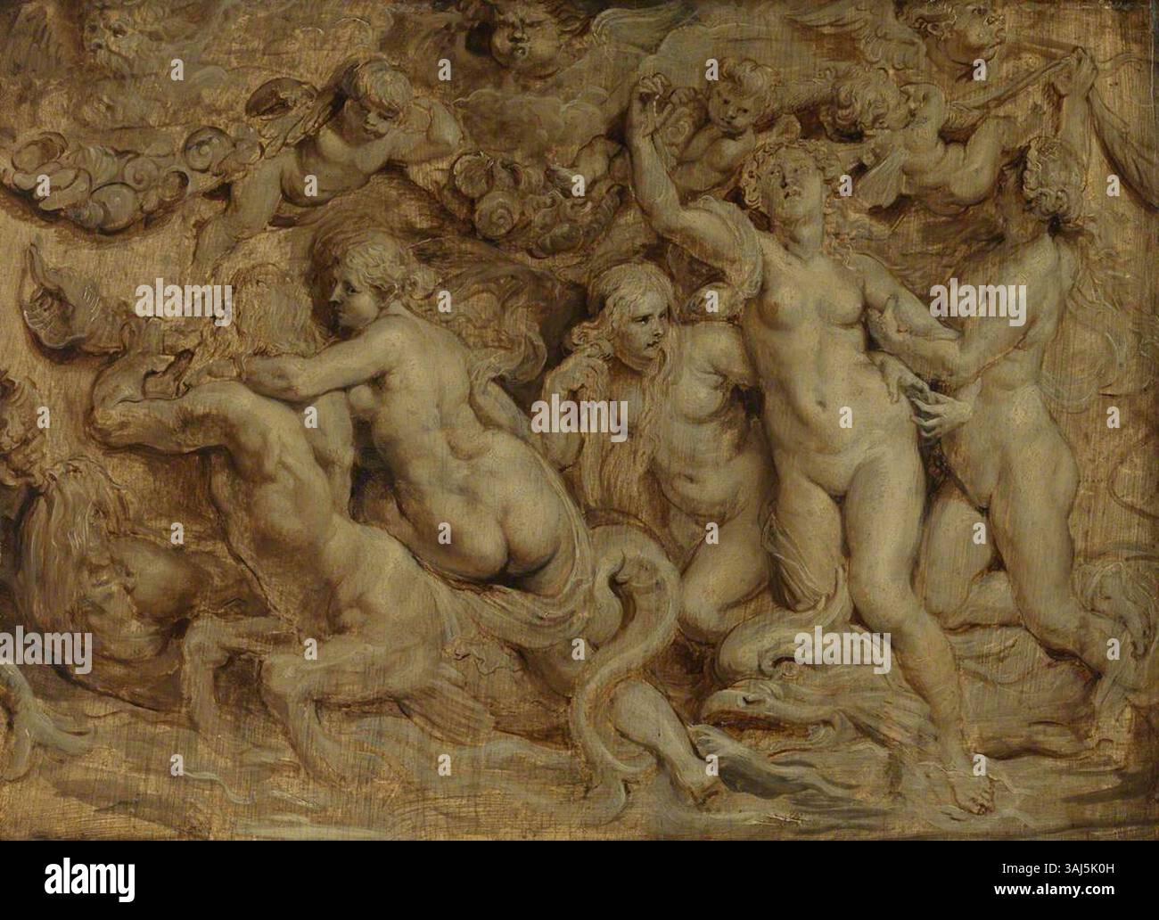 Cette peinture à l'huile de Peter Paul Rubens de 1628 représente la scène mythologique 'le Triomphe de Vénus'. L'œuvre est conservée au Fitzwilliam Museum et met en valeur la maîtrise du baroque toléré par Rubens Banque D'Images