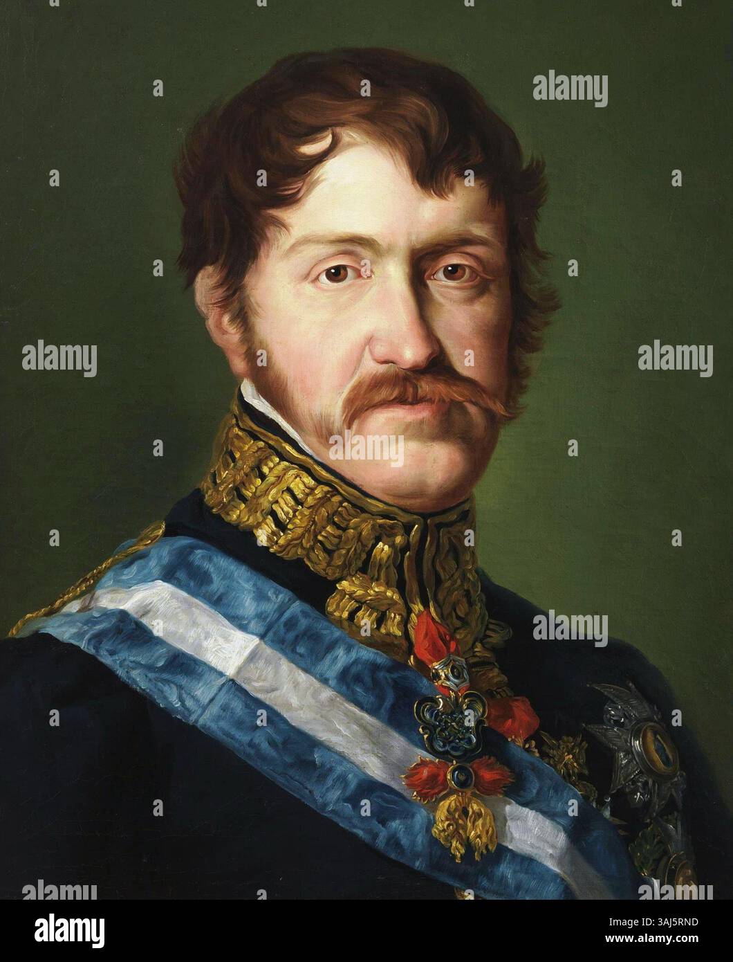 Ce portrait de Carlos María Isidro de Borbón, peint par Vicente López Portaña, représente le prétendant carliste au trône d’Espagne et frère de Ferdinand VII. L’œuvre met en évidence l’importance du rôle de Carlos María Isidro dans l’histoire politique de l’Espagne au XIXe siècle pendant les guerres carlistes. Banque D'Images